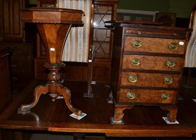 Lot 1377 - 20th century chest of drawers of small proportions with brushing slide and a Victorian work table