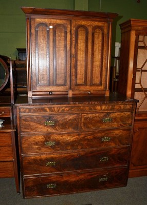 Lot 1386 - Victorian mahogany chest of drawers and a Victorian oak bookcase, both lacking bases