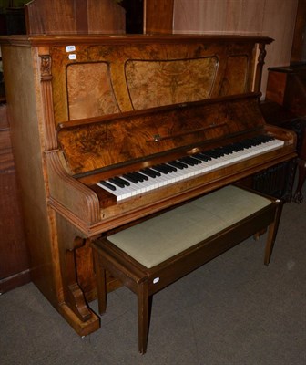 Lot 1389 - Gustav Wiesner, Berlin, overstrung upright piano in a well figured walnut case