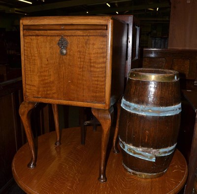 Lot 1396 - George III mahogany washstand, a stick stand in the form of a barrel, a pot cupboard and an oak...