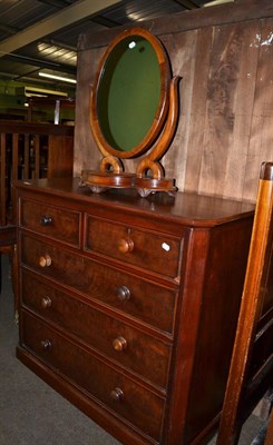 Lot 1397 - Victorian four height chest of drawers, a toilet mirror, a dressing table and a commode (4)