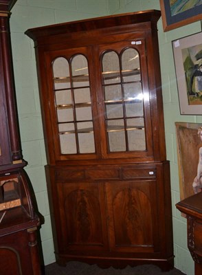 Lot 1404 - A wide and shallow 19th century corner cupboard with glazed cabinet top