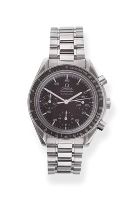 Lot 146 - A Stainless Steel Chronograph Wristwatch, signed Omega, model: Speedmaster, circa 1995,...