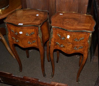 Lot 1395A - A pair of Louis XV style walnut side cabinets, serpentine form on cabriole legs, modern