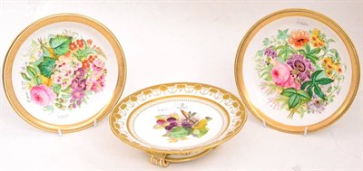 Lot 2 - Minton footed dish and a pair of botanical porcelain deep dishes