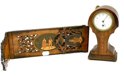 Lot 8 - An inlaid Edwardian timepiece and a book stand