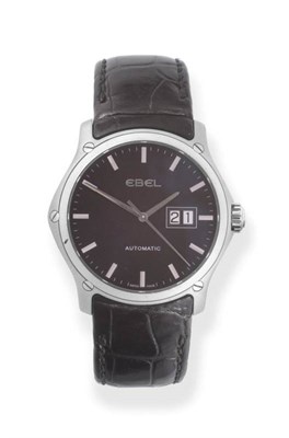 Lot 150 - A Stainless Steel Automatic Calendar Centre Seconds Wristwatch, signed Ebel, model: Classic...