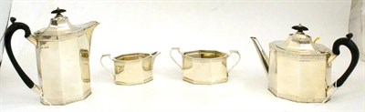 Lot 26 - Four piece silver tea set, Sheffield, 1926 and two sets of silver tongs