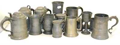Lot 32 - Quantity of assorted 18th and 19th century pewter including tankards and goblets