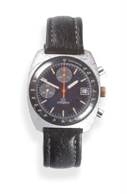 Lot 152 - An Unusual Chrome Plated BBC Correspondent Chronograph Wristwatch, signed Lemania, circa 1975,...
