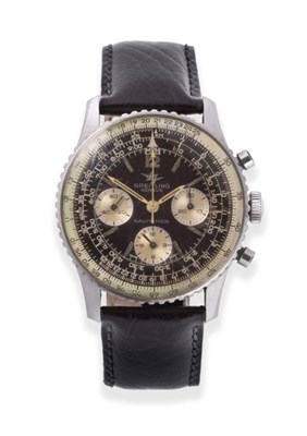 Lot 153 - A Stainless Steel Chronograph Wristwatch, signed Breitling, Geneve, model: Navitimer, ref: 806,...