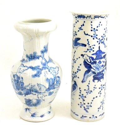 Lot 53 - A 19th century Chinese cylindrical vase and a bulbous vase
