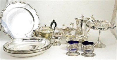 Lot 55 - Silver plate including two tureens, tazza, teapot, flatware, salts, etc