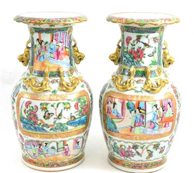 Lot 59 - Pair of small Canton vases (a.f.)