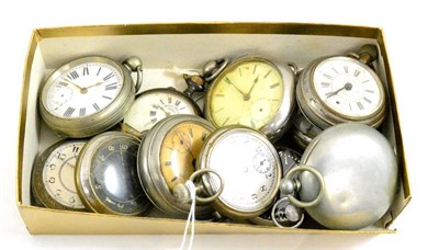 Lot 61 - Twelve nickel plated and base metal pocket watches