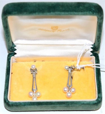 Lot 71 - A pair of cultured pearl earrings by Mikimoto