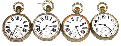 Lot 74 - Four nickel plated pocket watches