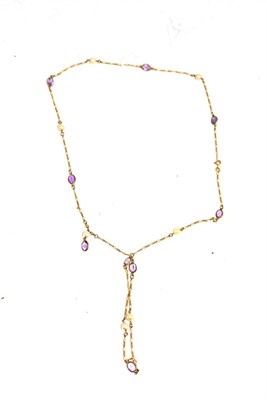 Lot 80 - A 9ct gold amethyst and cultured pearl necklace
