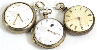 Lot 91 - A silver pair cased verge pocket watch, signed Simpkin Rillington, Continental verge pocket...