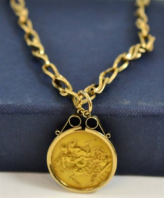 Lot 97 - An 1892 sovereign pendant on a fancy link chain
