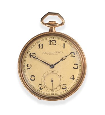 Lot 159 - An Art Deco 14ct Gold Open Faced Pocket Watch, signed International Watch Co, Schaffhausen,...