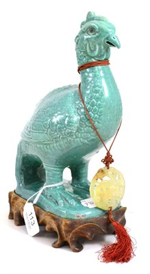 Lot 113 - Turquoise glazed Chinese pheasant with pierced roundel
