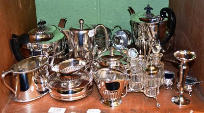 Lot 139 - A quantity of silver plate, two silver salts and a silver loaded spill vase