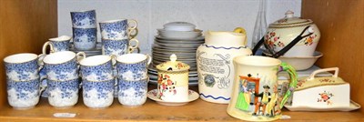 Lot 159 - A Royal Worcester tea service, blue printed floral decoration, comprising twelve cups and...