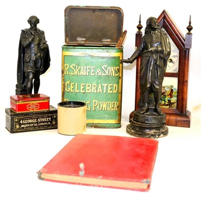 Lot 169 - Tray of collectors items including an R.Skaife & Sons baking powder tin etc