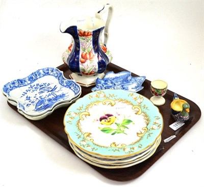 Lot 181 - Pair of blue and white shaped dishes decorated with birds, blue and white pickle dish, four...