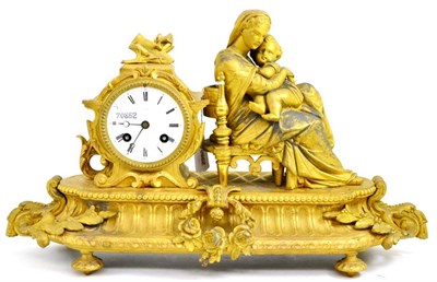 Lot 188 - A 19th century alloy clock - Maiden and child