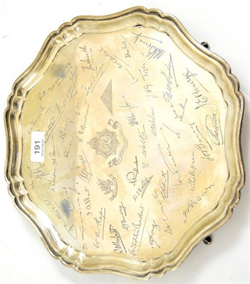 Lot 191 - Wessex Royal Army Service Corp commemorative salver, with facsimile signatures, 27oz