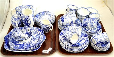 Lot 194 - Royal Crown Derby Mikado blue and white tea set (on two trays)