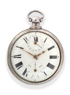 Lot 171 - A Silver Pair Cased Verge Pocket Watch with Unusual Calendar displays, signed Geog Tesseyman,...