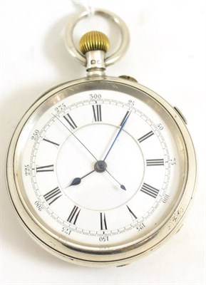 Lot 231 - A silver open faced chronograph pocket watch