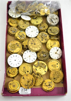 Lot 234 - A quantity of 19th century pocket watch movements and balance cocks