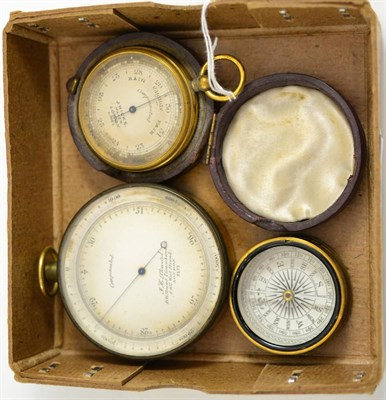 Lot 236 - Two pocket barometers signed J.Hicks, London and Steward, London, and a brass cased compass (3)