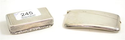 Lot 245 - A silver snuff box (lid seized) and a silver card case