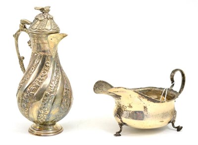 Lot 278 - Silver sauce boat and Eastern white metal coffee pot