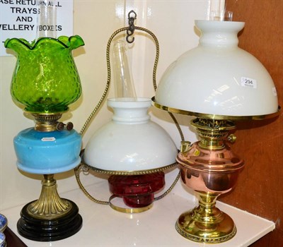 Lot 294 - Three oil lamps