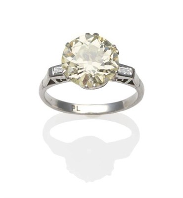 Lot 182 - A Diamond Solitaire Ring, an old cut diamond in a white six double-claw setting, to angular...