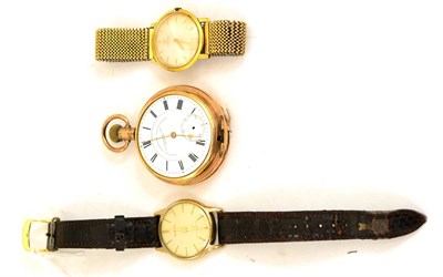 Lot 321 - A plated Omega wristwatch, 9ct gold Mappin gentleman's wristwatch and a plated pocket watch (3)