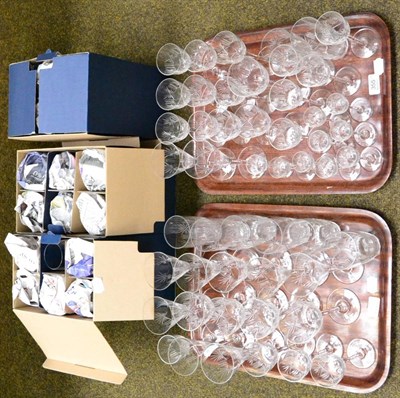 Lot 355 - Continental cut glass part table service and twenty-four modern Bohemia champagne and wine glasses