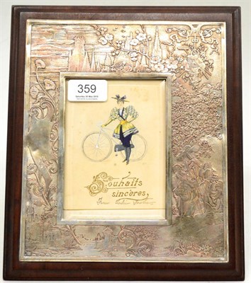 Lot 359 - A decorative photograph frame with stylised flowers and classical figures amongst a landscape