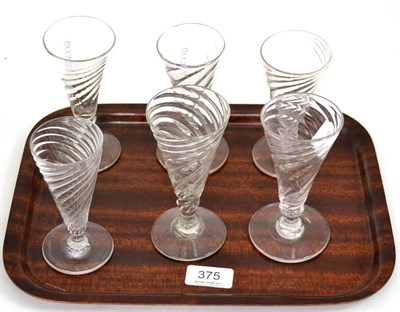 Lot 375 - Set of six ale glasses with wrythen bowls