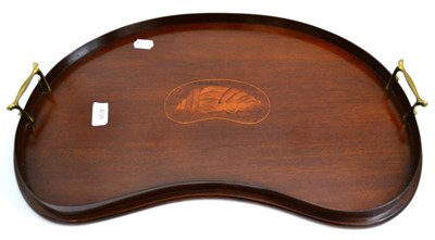 Lot 408 - A kidney shaped inlaid tray