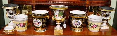 Lot 423 - Two pairs of Continental cache pots, pair of Campana vases and one other