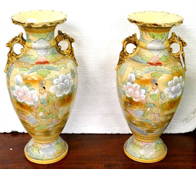 Lot 436 - A pair of Japanese earthenware vases