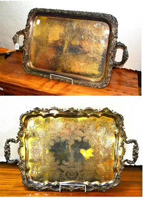 Lot 439 - Two large silver plated twin handled trays