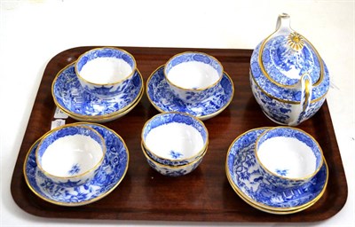 Lot 445 - Six blue and white tea bowls and saucers and a sucrier